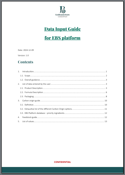 Data Input Guide for EBS platform